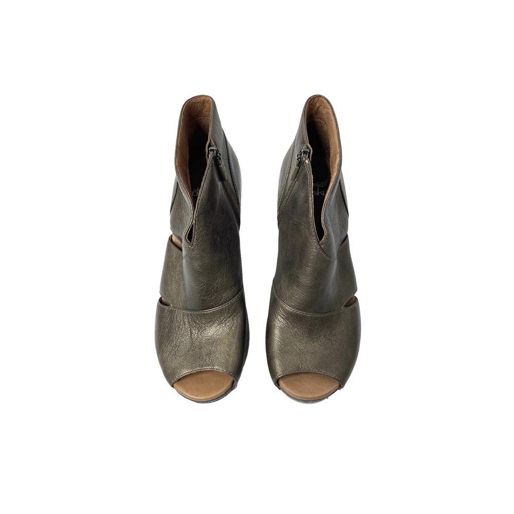 NEW Dansko‎ Delphina peep toe leather ankle booties Size 38 bronze metallic - Picture 4 of 9
